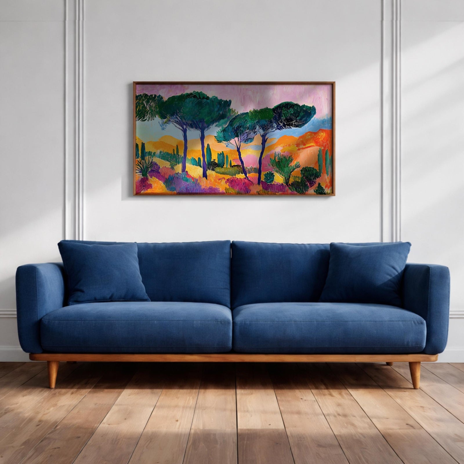 Mediterranean Landscape Art: Italian Coastal Watercolor (Digital / Print / Canvas / Framed)
