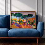 Mediterranean Landscape Art: Italian Coastal Watercolor (Digital / Print / Canvas / Framed)