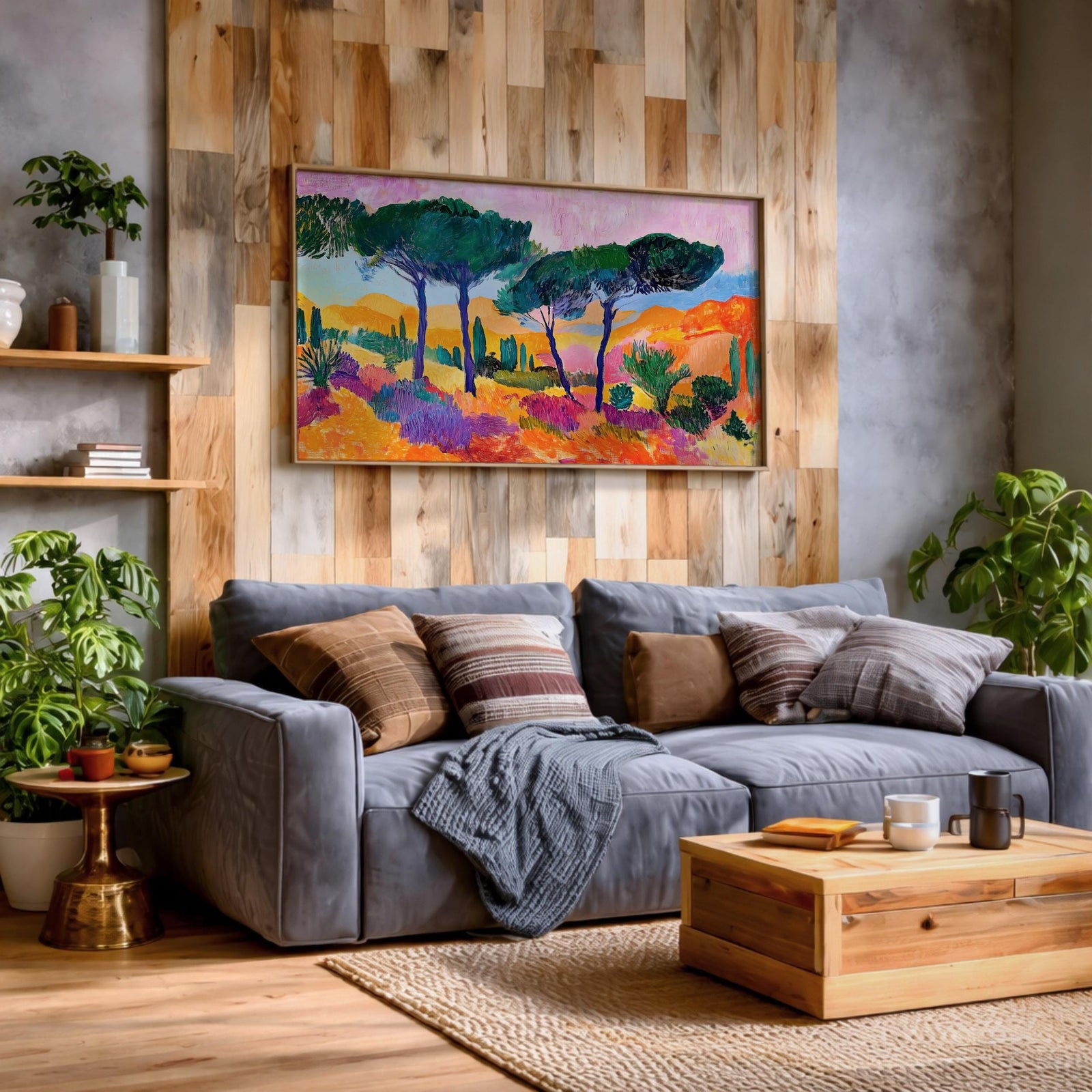 Mediterranean Landscape Art: Italian Coastal Watercolor (Digital / Print / Canvas / Framed)
