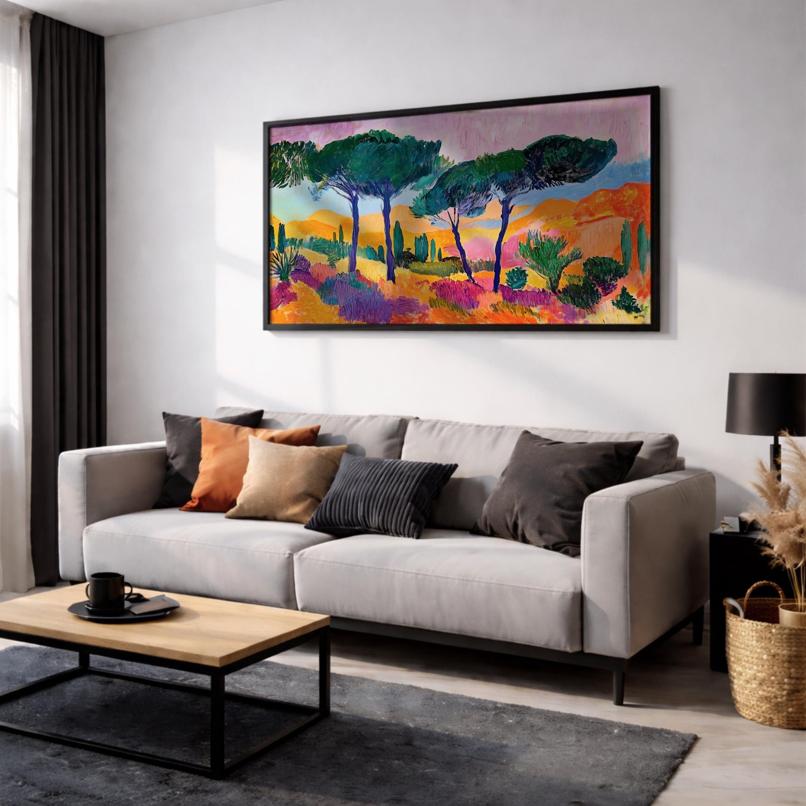 Mediterranean Landscape Art: Italian Coastal Watercolor (Digital / Print / Canvas / Framed)