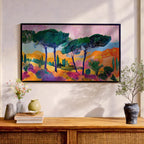 Mediterranean Landscape Art: Italian Coastal Watercolor (Digital / Print / Canvas / Framed)