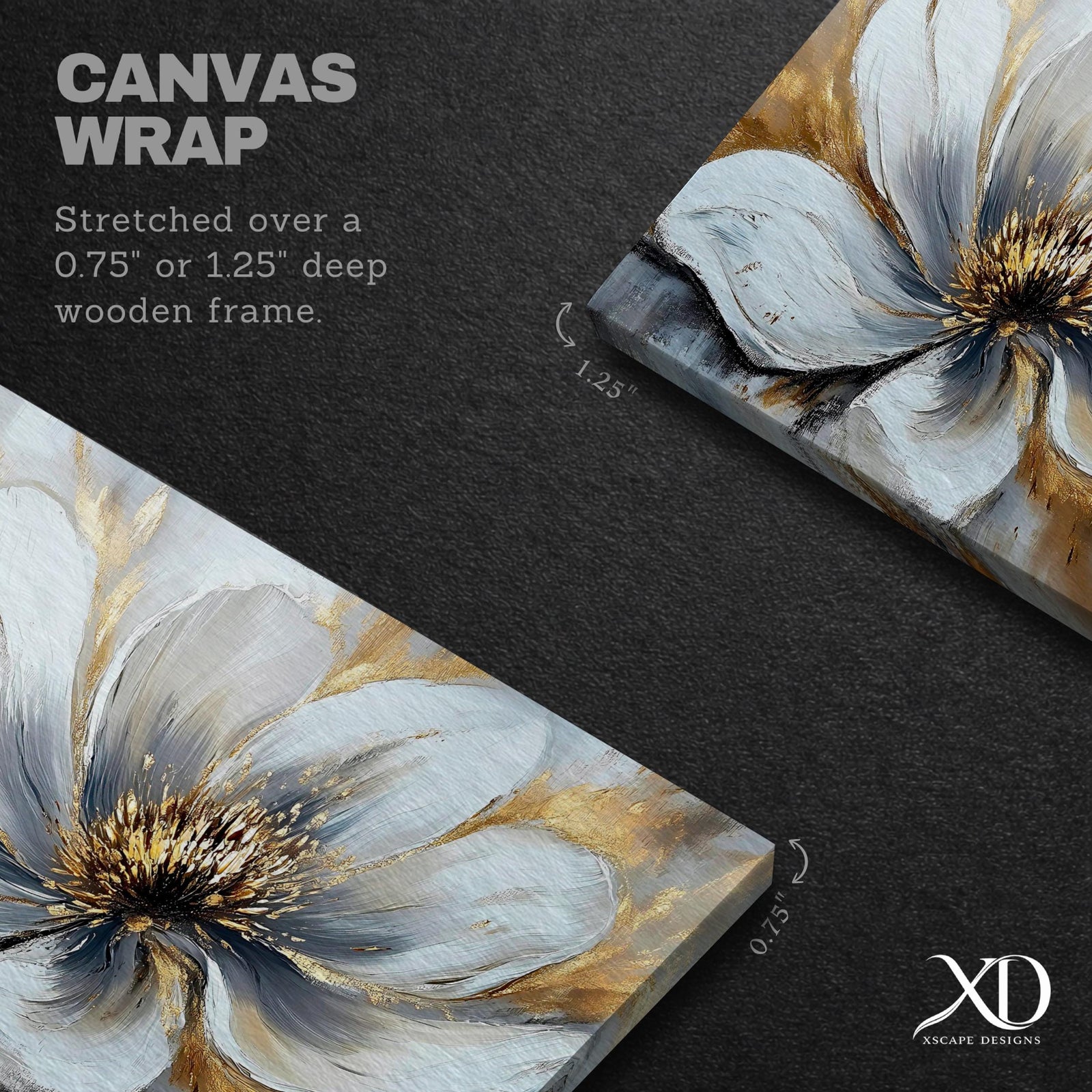 Gold and White Floral Wall Art: Vintage Botanical Oil Painting (Digital / Print / Canvas / Framed)