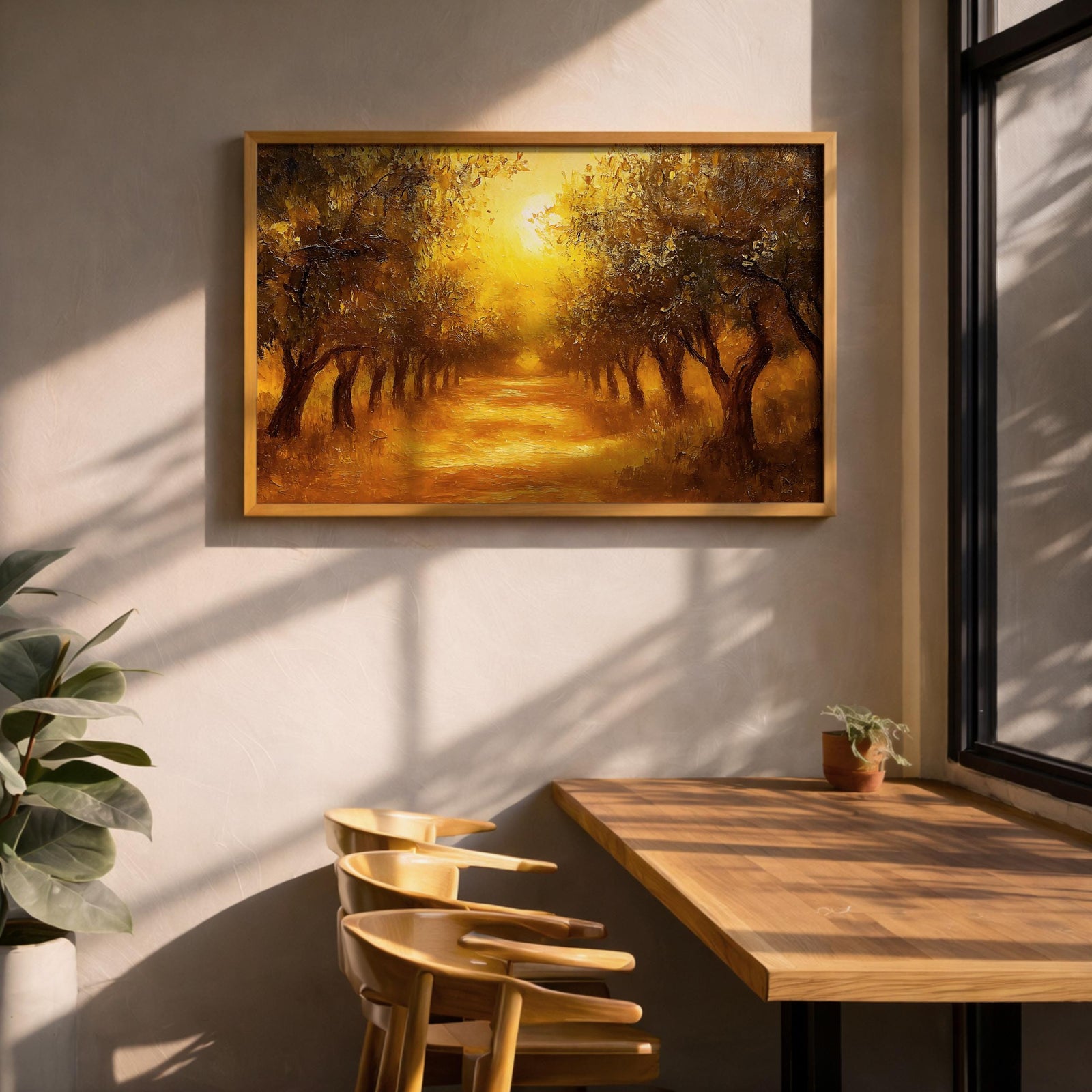 Golden Olive Grove Landscape Print: Rustic Mediterranean Art (Digital / Print / Canvas / Framed)