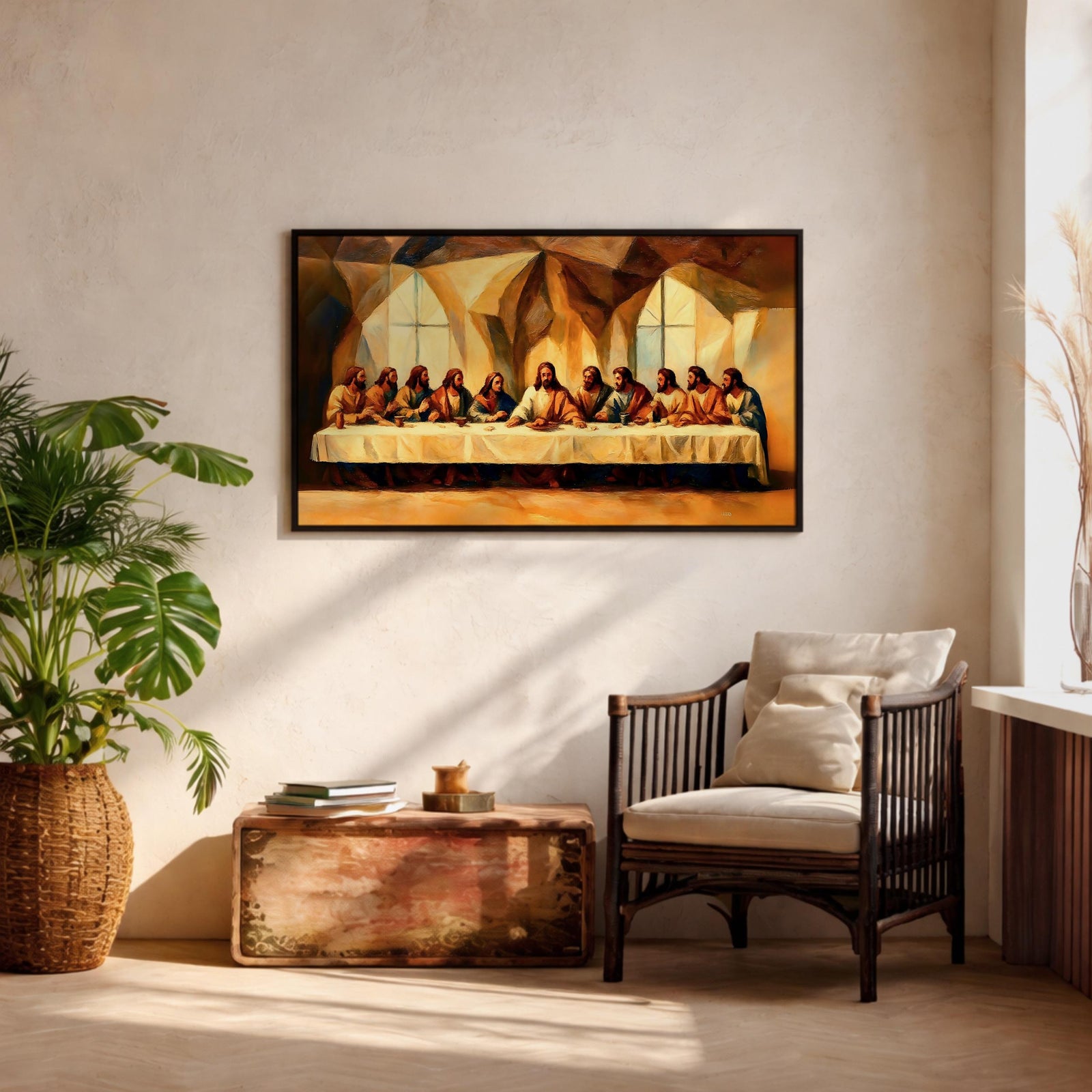 Last Supper Oil Painting Print: Biblical Christian Wall Art (Digital / Print / Canvas / Framed)