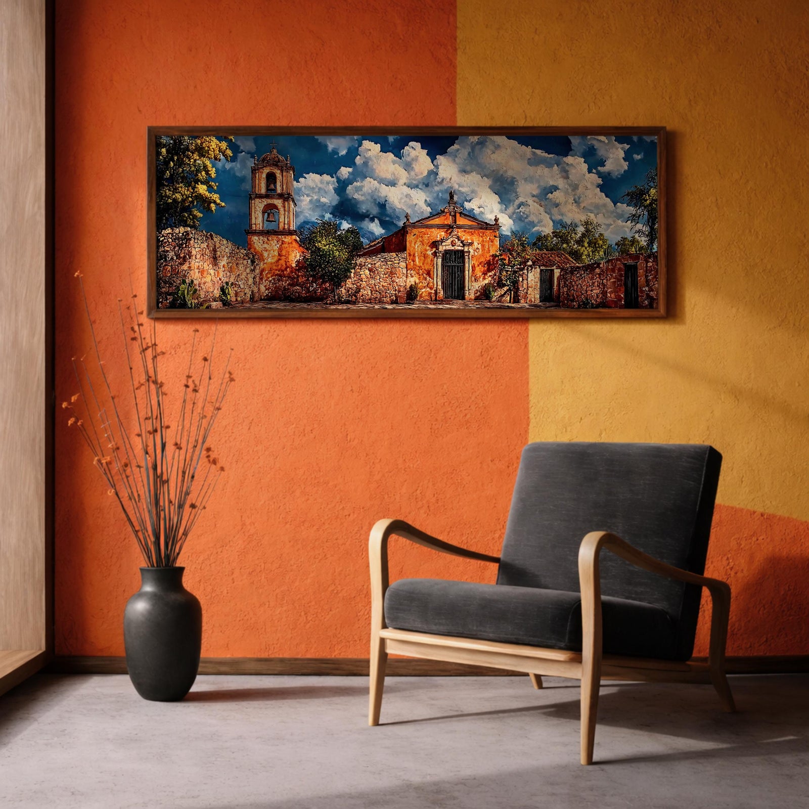 Rustic Church Wall Art Print: Catholic Chapel Landscape Decor (Digital / Canvas / Framed)