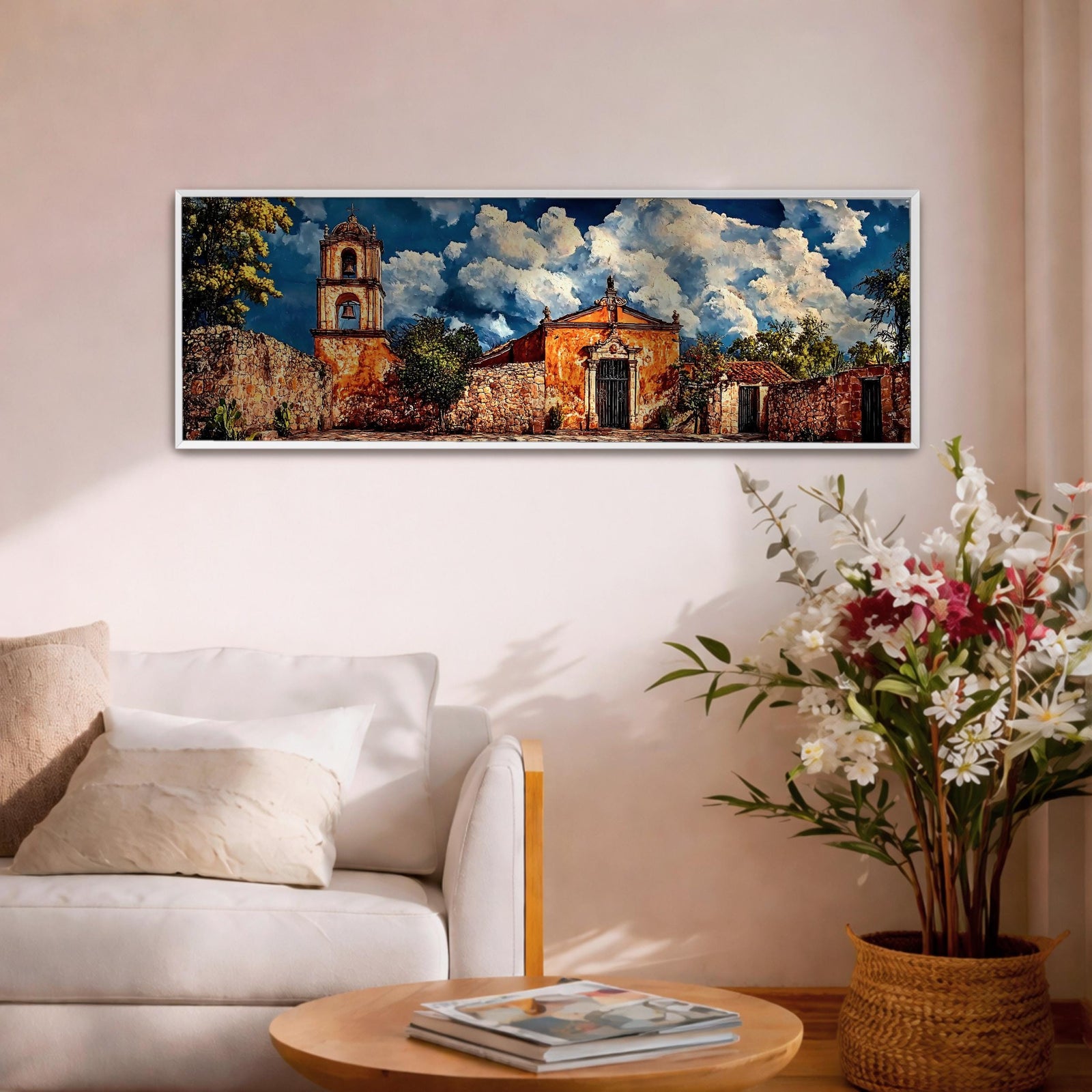 Rustic Church Wall Art Print: Catholic Chapel Landscape Decor (Digital / Canvas / Framed)