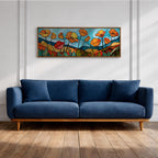 Poppy Field Stained Glass Wall Art Print: Bright Floral Landscape (Digital / Canvas / Framed)