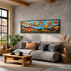 Poppy Field Stained Glass Wall Art Print: Bright Floral Landscape (Digital / Canvas / Framed)