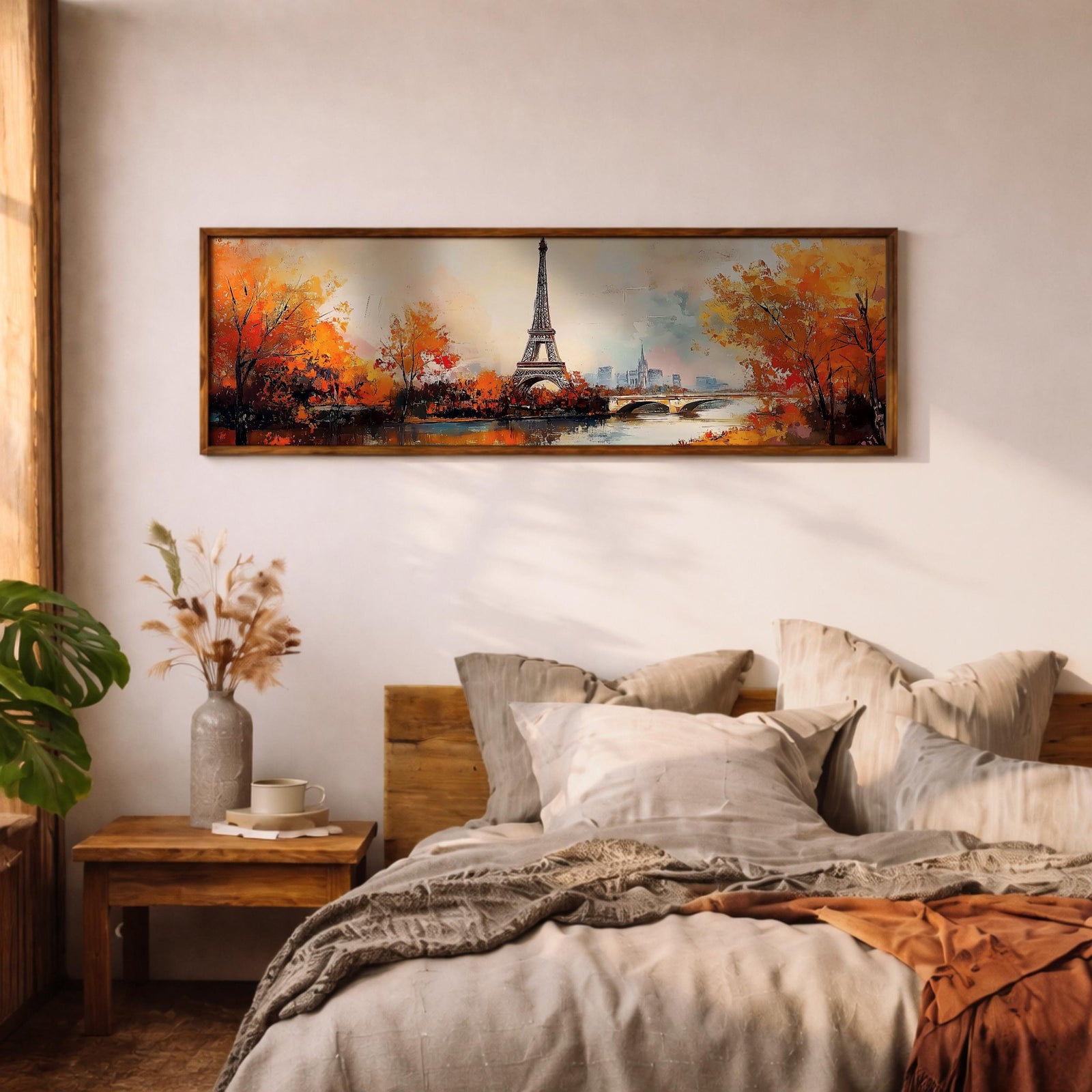 Eiffel Tower Autumn Wall Art Print: Paris Cityscape Painting (Digital / Canvas / Framed)