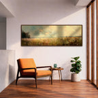Wildflower Meadow Landscape Painting: Rustic Farmhouse Wall Art (Digital / Canvas / Framed)