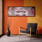 Pink Flamingo Wall Art Print: Tropical Birds Panoramic Decor (Digital / Canvas / Framed)