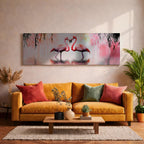 Pink Flamingo Wall Art Print: Tropical Birds Panoramic Decor (Digital / Canvas / Framed)
