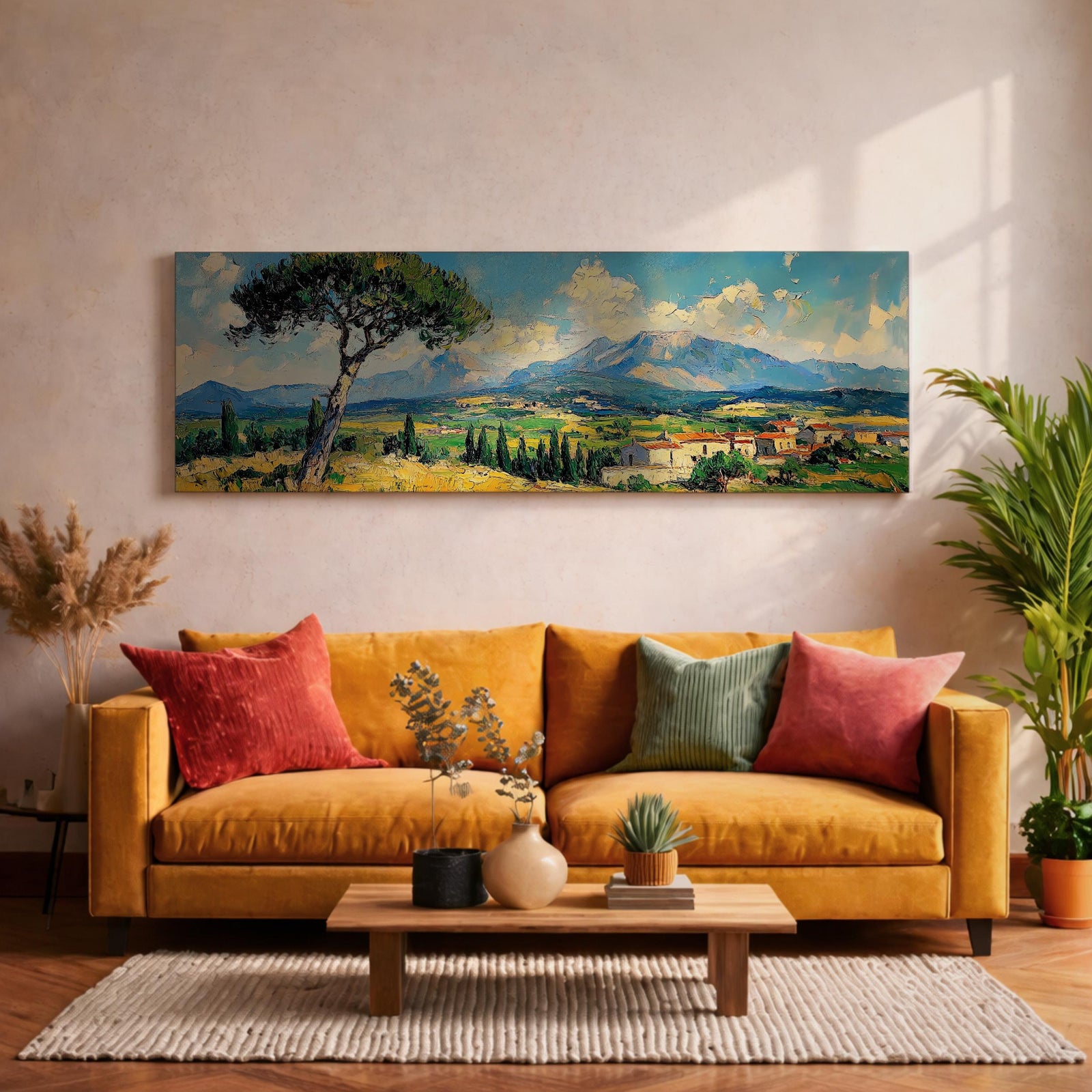 Tuscan Landscape Wall Art Print: Italian Countryside Panoramic Decor (Digital / Canvas / Framed)