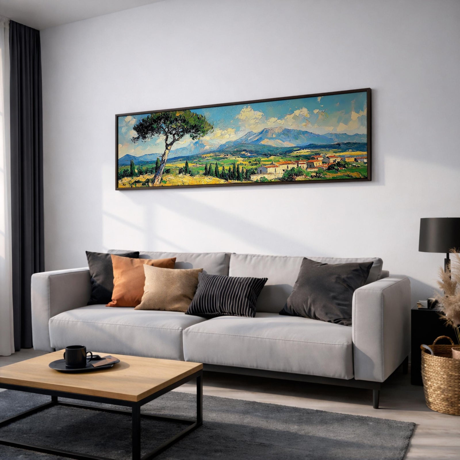 Tuscan Landscape Wall Art Print: Italian Countryside Panoramic Decor (Digital / Canvas / Framed)