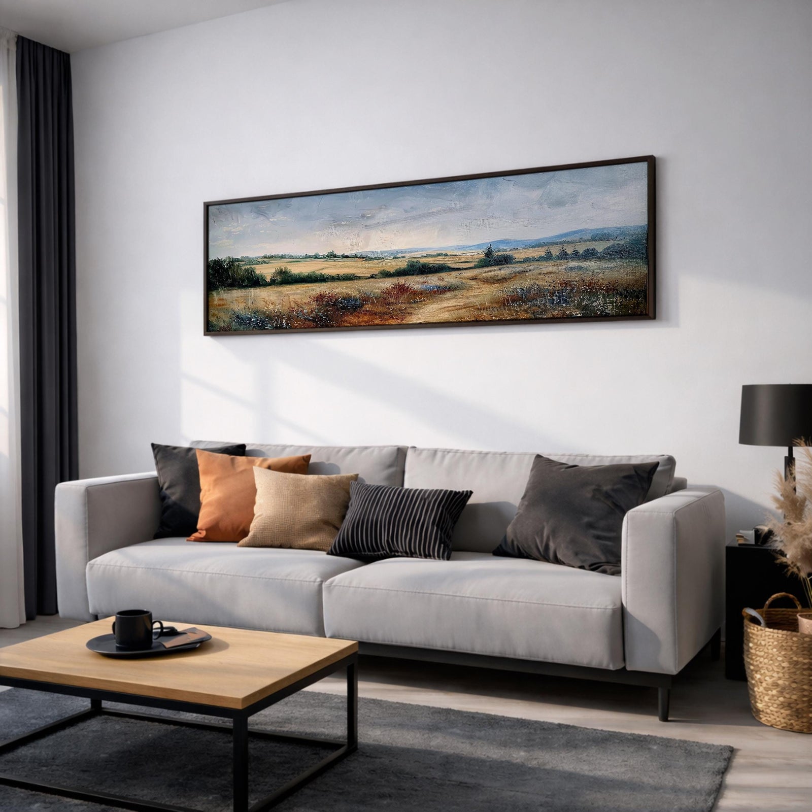 Wildflower Landscape Wall Art Print: Countryside Meadow Decor (Digital / Canvas / Framed)