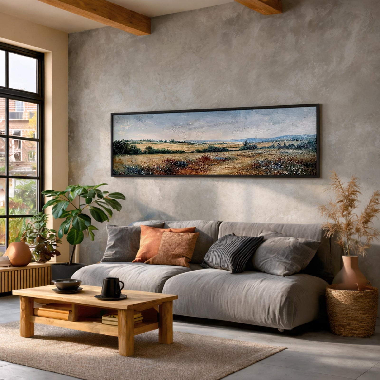 Wildflower Landscape Wall Art Print: Countryside Meadow Decor (Digital / Canvas / Framed)