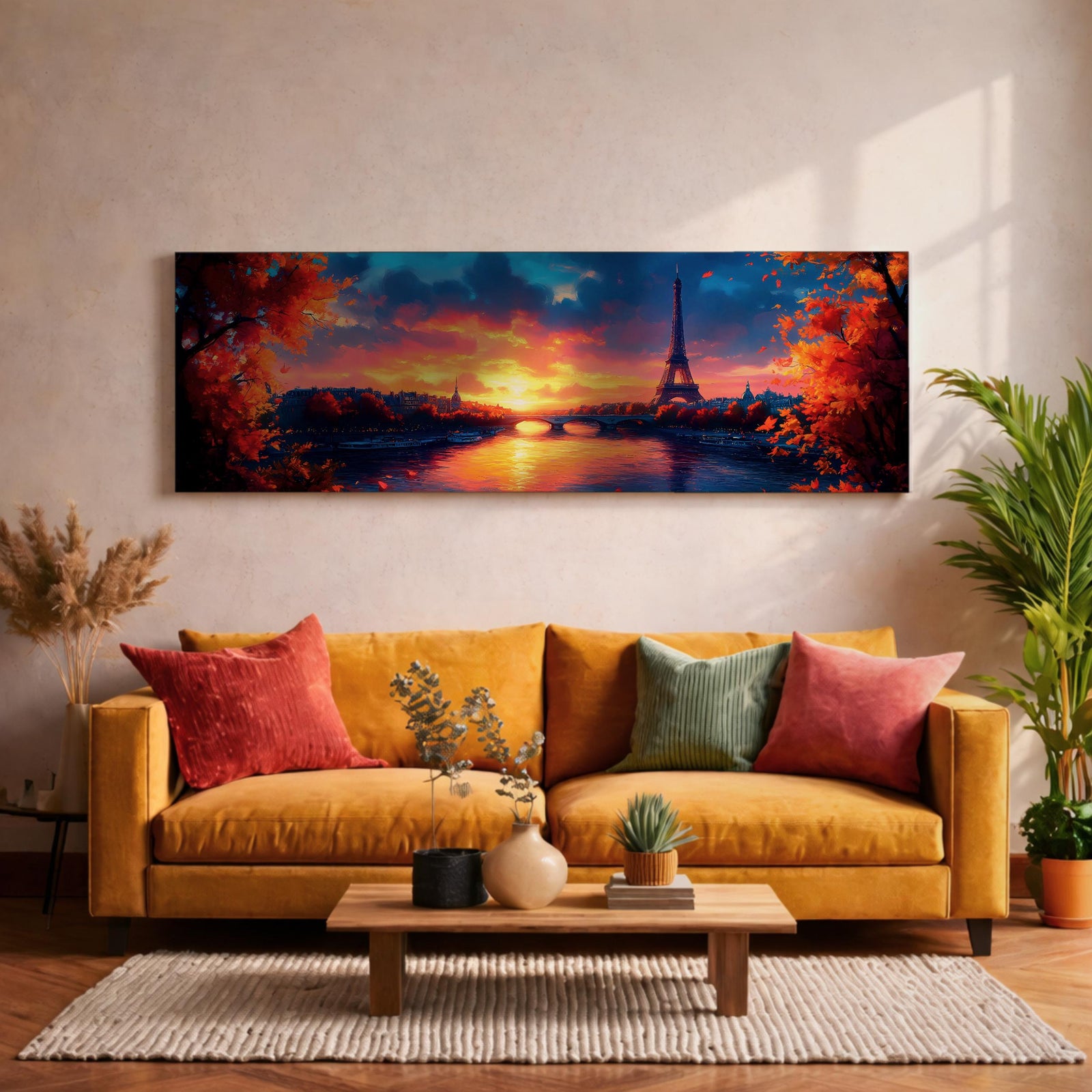 Eiffel Tower Sunset Wall Art Print: Romantic Paris Cityscape (Digital / Canvas / Framed)