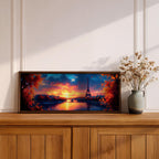 Eiffel Tower Sunset Wall Art Print: Romantic Paris Cityscape (Digital / Canvas / Framed)