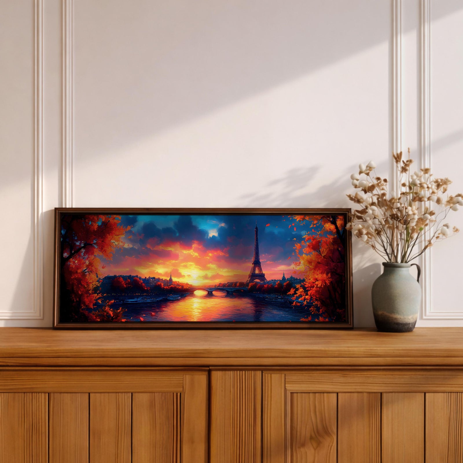 Eiffel Tower Sunset Wall Art Print: Romantic Paris Cityscape (Digital / Canvas / Framed)