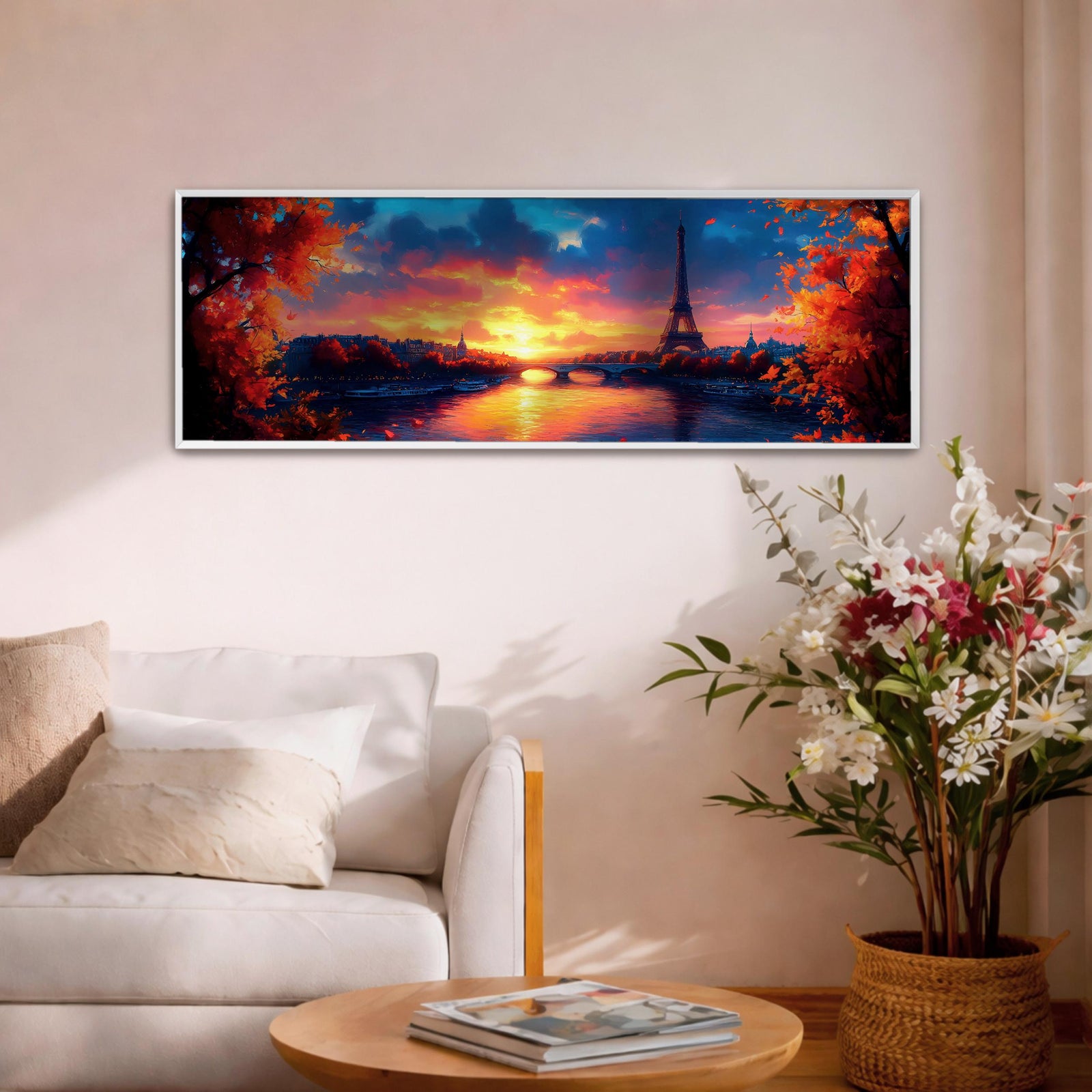 Eiffel Tower Sunset Wall Art Print: Romantic Paris Cityscape (Digital / Canvas / Framed)