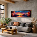 Eiffel Tower Sunset Wall Art Print: Romantic Paris Cityscape (Digital / Canvas / Framed)
