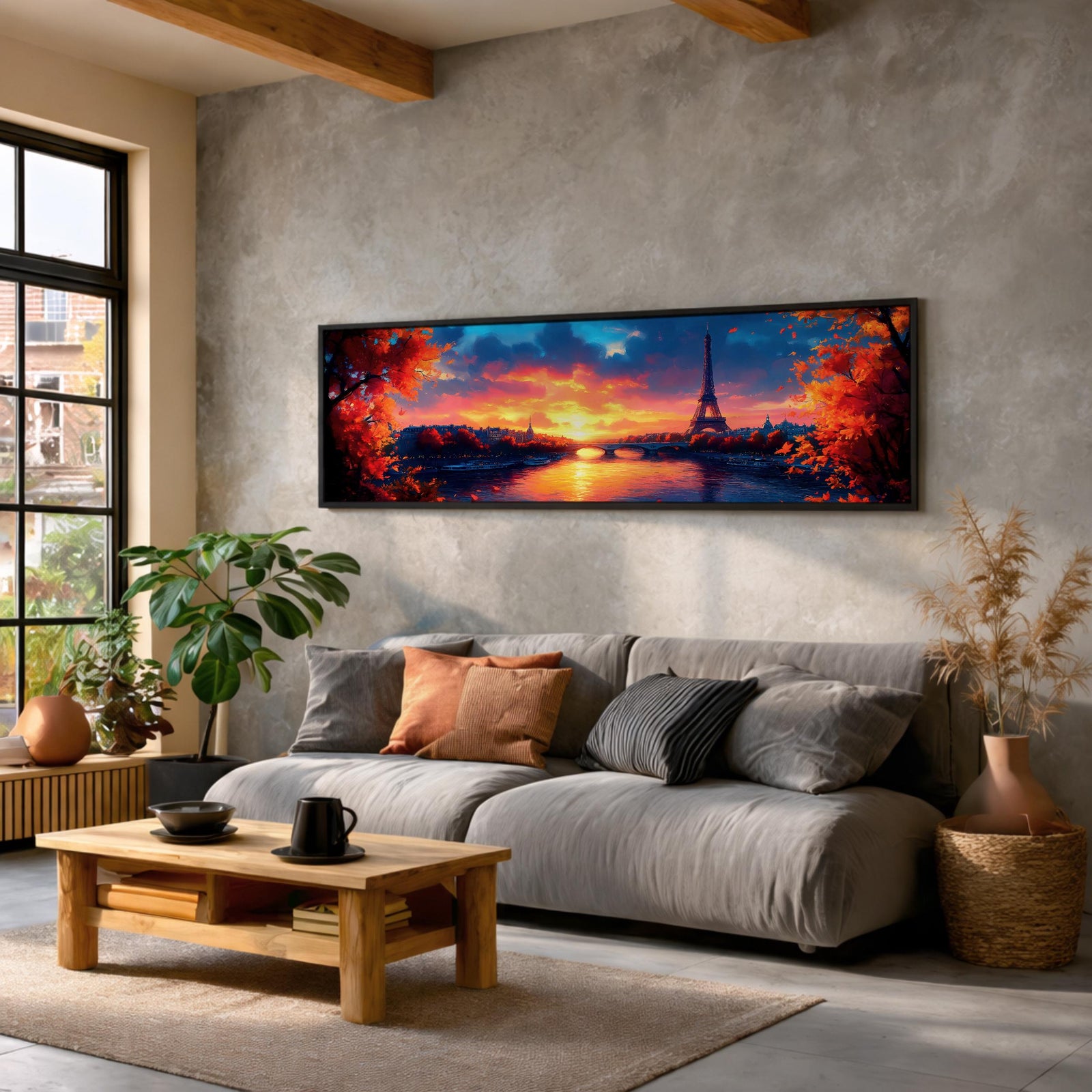 Eiffel Tower Sunset Wall Art Print: Romantic Paris Cityscape (Digital / Canvas / Framed)