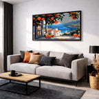 Mediterranean Window Art Print: Coastal Orange Tree View (Digital / Print / Canvas / Framed)