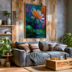 Lotus Flower Wall Art Water Lily Framed Canvas Pond Botanical Serenity Zen Spa Decor