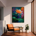 Lotus Flower Wall Art Water Lily Framed Canvas Pond Botanical Serenity Zen Spa Decor