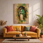 Our Lady of Guadalupe Wall Art Virgencita Maria Framed Canvas Abstract Mexican Catholic Decor