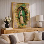Our Lady of Guadalupe Wall Art Virgencita Maria Framed Canvas Abstract Mexican Catholic Decor