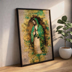 Our Lady of Guadalupe Wall Art Virgencita Maria Framed Canvas Abstract Mexican Catholic Decor