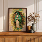 Our Lady of Guadalupe Wall Art Virgencita Maria Framed Canvas Abstract Mexican Catholic Decor