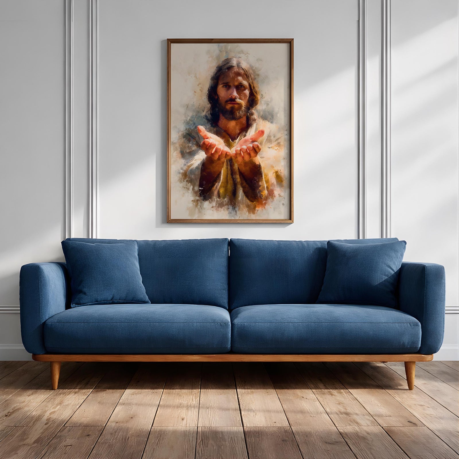 Jesus Wall Art Christ The Redeemer Framed Canvas Open Hands Christian Boho Decor