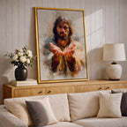 Jesus Wall Art Christ The Redeemer Framed Canvas Open Hands Christian Boho Decor