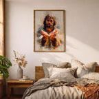 Jesus Wall Art Christ The Redeemer Framed Canvas Open Hands Christian Boho Decor
