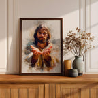 Jesus Wall Art Christ The Redeemer Framed Canvas Open Hands Christian Boho Decor