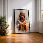 Jesus Wall Art Christ The Redeemer Framed Canvas Open Hands Christian Boho Decor