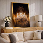 Chandelier Wall Art Crystal Lighting Framed Canvas Luxury Gold Elegant Classic Statement Wall Decor