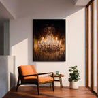 Chandelier Wall Art Crystal Lighting Framed Canvas Luxury Gold Elegant Classic Statement Wall Decor