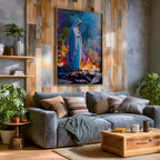 Our Lady of Lourdes Wall Art Marian Apparition Framed Canvas Colorful Candlelit Catholic Decor