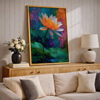 Lotus Flower Wall Art Water Lily Framed Canvas Pond Botanical Serenity Zen Spa Decor