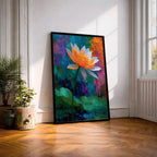 Lotus Flower Wall Art Water Lily Framed Canvas Pond Botanical Serenity Zen Spa Decor