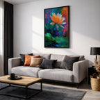 Lotus Flower Wall Art Water Lily Framed Canvas Pond Botanical Serenity Zen Spa Decor