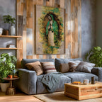 Our Lady of Guadalupe Wall Art Virgencita Maria Framed Canvas Abstract Mexican Catholic Decor