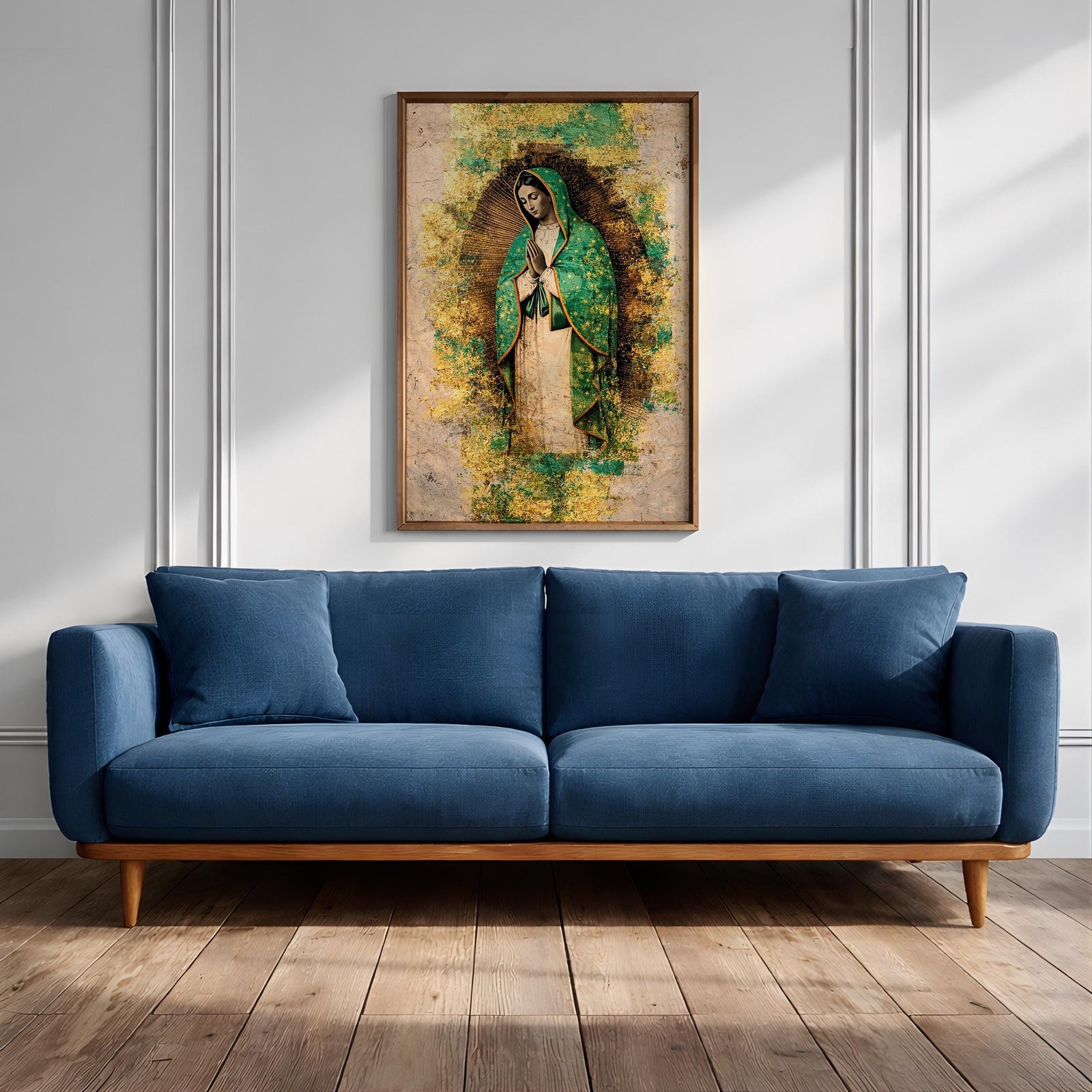 Our Lady of Guadalupe Wall Art Virgencita Maria Framed Canvas Abstract Mexican Catholic Decor