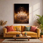Chandelier Wall Art Crystal Lighting Framed Canvas Luxury Gold Elegant Classic Statement Wall Decor