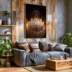 Chandelier Wall Art Crystal Lighting Framed Canvas Luxury Gold Elegant Classic Statement Wall Decor