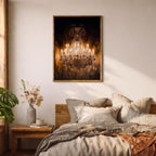 Chandelier Wall Art Crystal Lighting Framed Canvas Luxury Gold Elegant Classic Statement Wall Decor