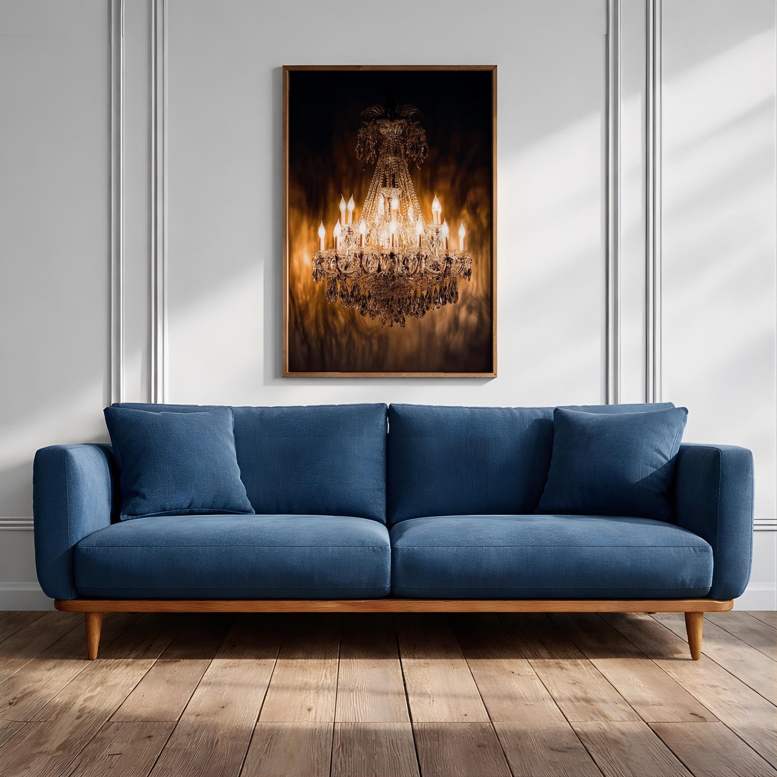 Chandelier Wall Art Crystal Lighting Framed Canvas Luxury Gold Elegant Classic Statement Wall Decor